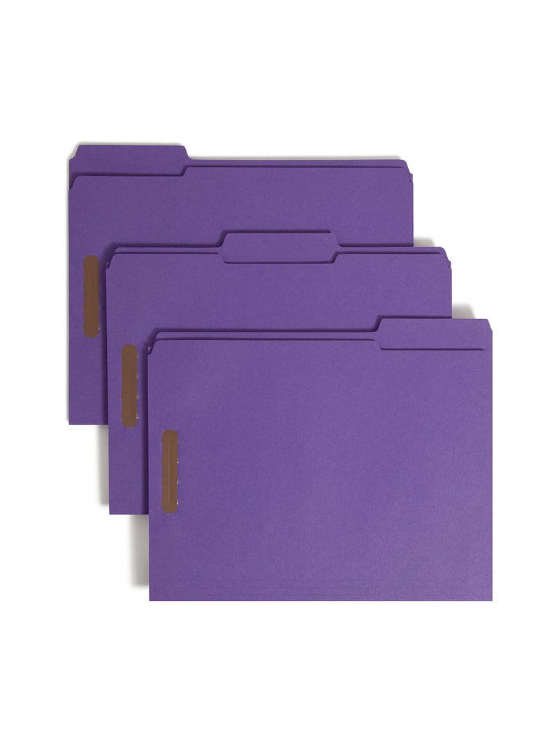 Smead Fastener File Folders, 50 Count, Purple, Reinforced 1/3-Cut Tabs, 2 Fasteners, Letter Size (13040) - Image 1